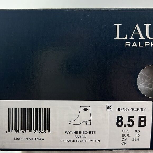 Lauren Ralph Lauren Wynne II Booties- Farro/FX Back Scale Python- Size 8.5M- NIB - Picture 7 of 7